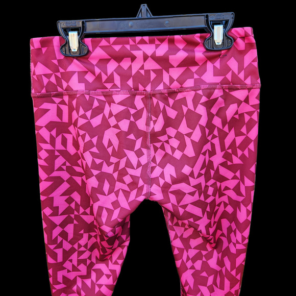 Reebok Geometic Print Pink Burgundy Women's Leggings Size Small Ankle Length - Picture 6 of 12
